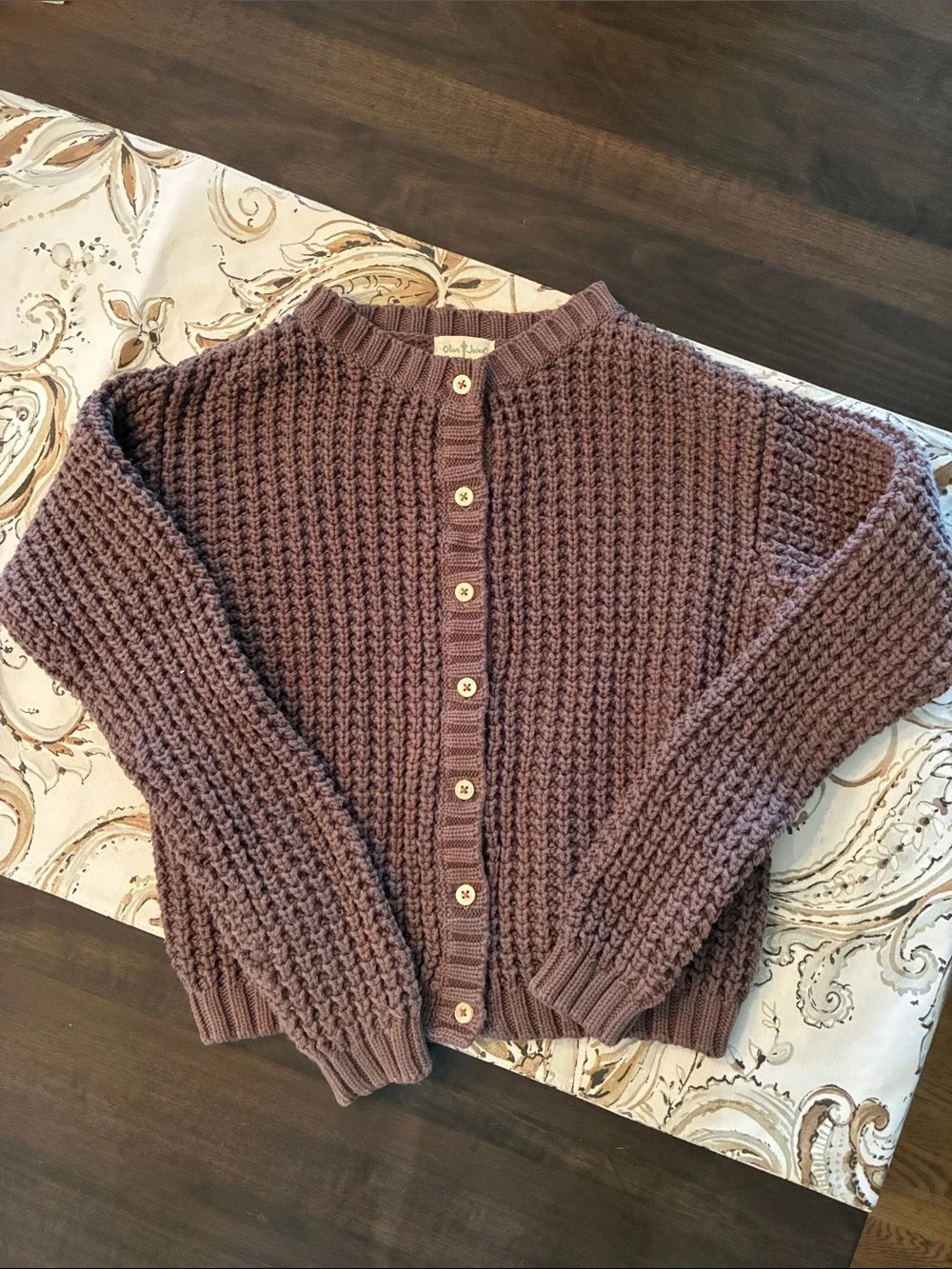 Olive Juice chunky button down sweater, size 10-12